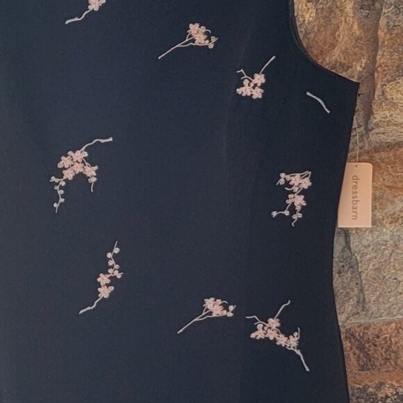 NWT - Fully Lined Black Dress Pink/White Embriodered (Sz 14) - Picture 5 of 9